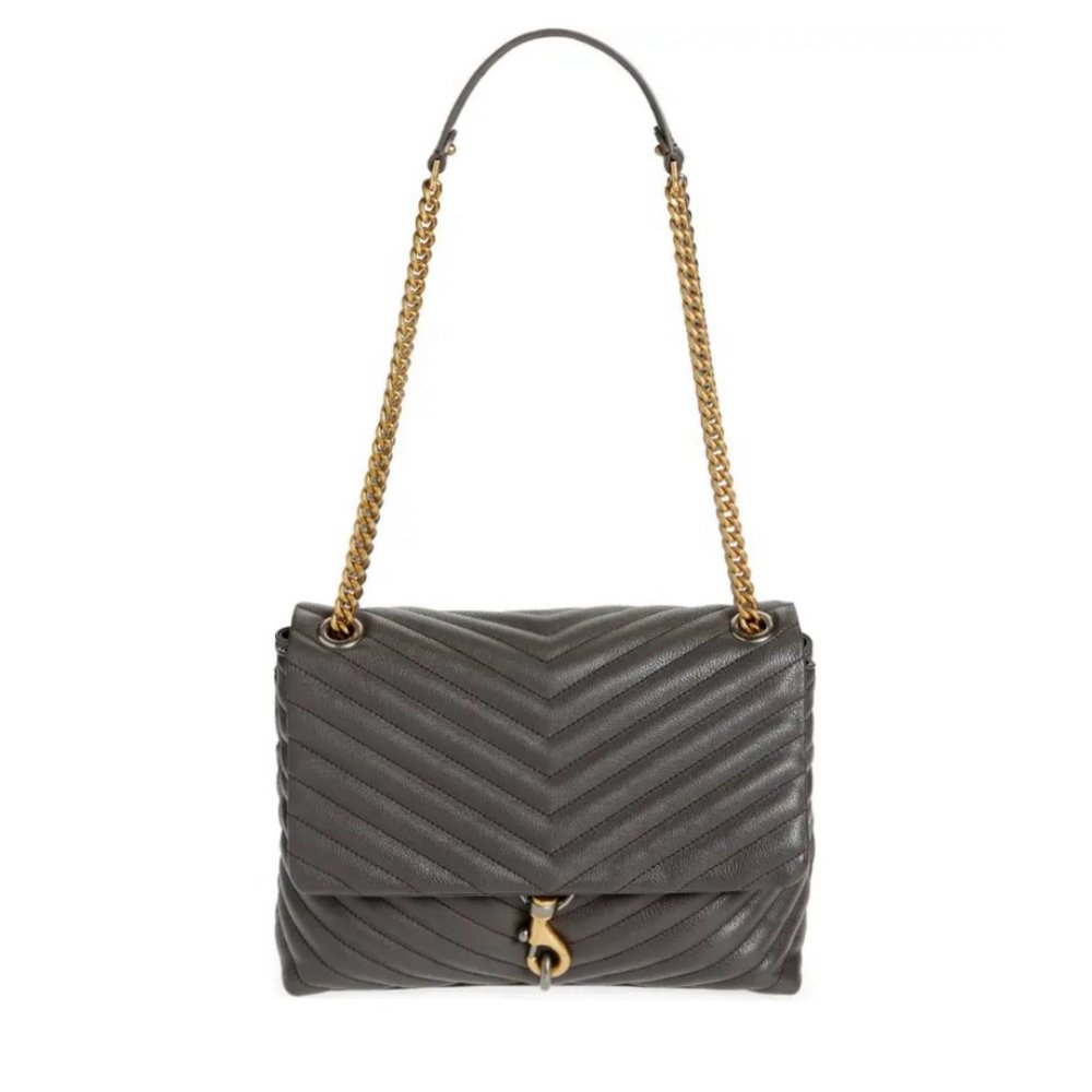 NWT Rebecca Minkoff Edie Medium Shoulder Bag Graphite Gray w/ Mixed Hardware